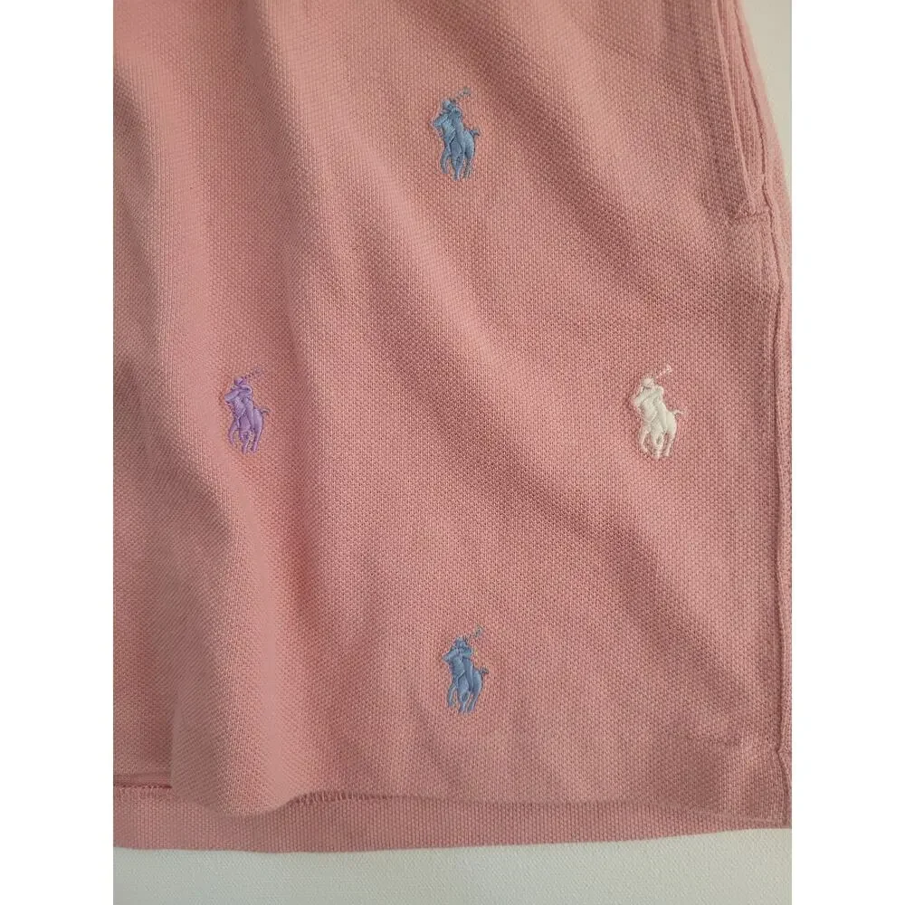 NWT Polo Ralph Lauren Girls Medium 8-10 Knit Skirt Rainbow Pony Logo Drawstring